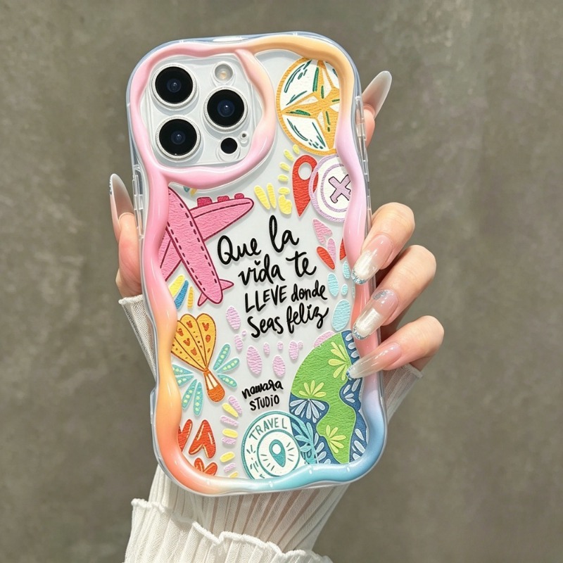 Phone Accessories For Travel - Graffiti Seyahat Uçak Desenli Telefon Kılıfı